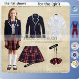2016 Long-sleeve White Shirt ,navy Trouser,plaid Skirt Girl School Uniform thumbnail-3