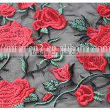 High Quality Fashion Design Red Rose Lace Fabric Embroidery for Garment thumbnail-4