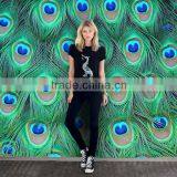 Peacock Swan THAILAND ART T-SHIRT PAINTED FABRIC Acrylic Glitter PAINTING BY HAND RARE PRODUCTS thumbnail-2