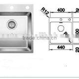 POATS PS-1112 Stainless Steel Sink Overall Size: 440X500X185mm thumbnail-1