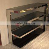 2016 Latest Modern Style Functional Tempered Glass Shoe Rack With Stainless Steel Frame For Home Use thumbnail-1