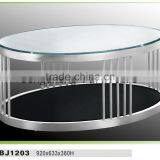 Stainless Steel Glass Table for Living Room BJ1203 Round Coffee Table thumbnail-1