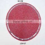 Round Red Glass Bead Place Mats With Diamond Style Patterns Available in More Colours and Patterns thumbnail-1