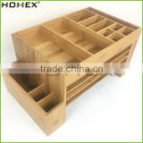 Bamboo Office Supply Caddy Desk Organizer File Stand Homex-BSCI Factory