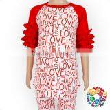 2017 Boutique Valentine Red LOVE Baby Girl Raglan Ruffle T Shirt thumbnail-3