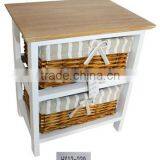 Antique Wiped White Willow Rattan 2 Chest of Drawers Basket Cupboard Wood Storage Unit Cabinet thumbnail-1