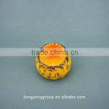 Home Decorative Table Top Elegant Yellow Glzaed Ceramic Tealight Candle Holders With Distressed Finish thumbnail-1