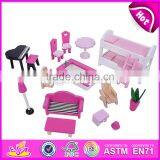 New Design Pretend Play Miniature Wooden Toy Doll House for Kids W06A228 thumbnail-6