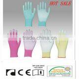 CR 13 Gauge Color Nylon Liner Palm Coated PU Gloves,knit Wrist thumbnail-1