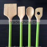 Hot Bamboo Kitchen Tools With Color Silicone Handle