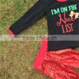 New Design Christmas Outfits Girl Baby Kids Wear "I'm on the Nice List" Red Sequins Pant With Matching Accessories Set thumbnail-4