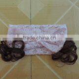 Baby Girl Hairpiece Hairband 2016 Summer Adjustable Elastic Lace Floral Chiffon Headband Pearl Bowknot Cute Kids Hairwear thumbnail-2