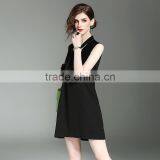 Dresses 2017 Summer High Grade V-neck Slim Sleeveless Elegant Lotus Leaf Swing Design Daily Dress for Women thumbnail-3