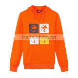 Custom logo cheap Orange pullover fleece hoodie with logo printing