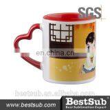JS Coatings Sublimation Mugs 11oz Inner Rim Color Mug With Heart Handle B101HT-R