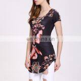 160g Qmilch Fabric Black Small Beauty Pattern Short Sleeve Women Fashion Shirt Tops thumbnail-5