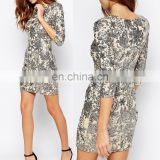 Embroidered sequined middle sleeve wholesale price mini party dress