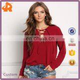 Fashion Cross Tops for Women/2016 New Fashion Women Blank Tops/plus Size Long Sleeve Women Tops in Black thumbnail-1