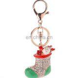 Stock Christmas Gift Charm Lady Rhinestone Metal Christmas Stockings Keychain thumbnail-4