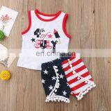Toddler Kids 2pcs Sleeveless Vest Top + Striped Stars Shorts Pants Set Baby Clothes Outfits Clothing Set