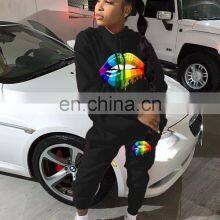 Wholesale Custom Ladies Suit Printed Hooded Long Sleeve Sweater Casual Suit Sports Long Hooded Printed Suit Casual Style thumbnail-2