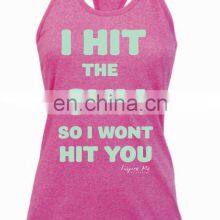 Custom Design Printed Gym Fitness Yoga Sexy Ladies Singlets Tank Top Gym One Color Pure Cotton Singlet for Women Girls thumbnail-5