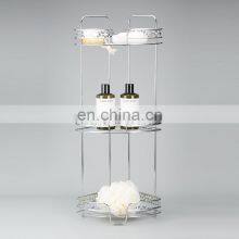 Factory Diamond Series Modern Design Iron Wire 3 Tier Standing Bathroom Storage Caddy Corner Shelf thumbnail-2