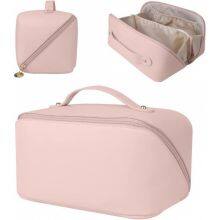Custom Makeup Bag Portable PU Leather Waterproof Toiletry Pouch Travel Make up Bag Multifunctional Brush Cosmetic Bag for Women thumbnail-2