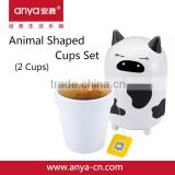 D714 creative animal shaped tow-in-one plastic melamine cups set(2 cups)couples cup set
