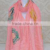 Wholesale Fall Winter Fashion Embroidery Design Flower Woman Cotton Shawl thumbnail-4
