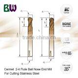 Cermet 2-4 Flute Ball Nose End Mill Cutter For Cutting Stainless Steel thumbnail-2