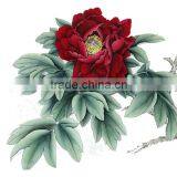 Handmade Peony painting - Silk scroll traditional wall hanging decor