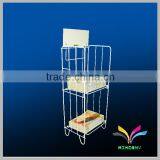 Supermarket White Floor Type Display Metal Wire Rack for Book