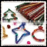 Metallic Twisted Pipe Cleaners (Tinsel Stems) - 12" x 8mm - Silver / Red thumbnail-1