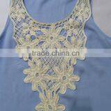 Chinese Manufacturer High Quality Off-shoulder Blue Lace Cotton Women Tank Top for Sale thumbnail-3