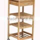 High Quality Bamboo Kitchen Furniture Kitchen Trolley With Draw Multifunction Kitchen Cart thumbnail-3