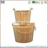 Set of 2 Small Wooden Bucket Suitable for Household Decoration