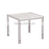 Marble Top Metal Dining Table With Leather Dining Chair thumbnail-2