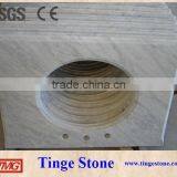 Bianco Carrara Marble Countertop Designs With Cutout Sink and 3 Drilling Holes thumbnail-1