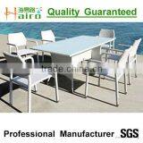 White Rattan Outdoor Furniture Table and 6 Chairs thumbnail-1