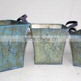 Hot Metal Planter for 2015 Indoor Square Metal Flower Planter With PU Handle & Flower Pots thumbnail-1