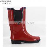 Rubber Rain Boot Women Fashion Boot Red Ground With Black Elastic Colth Wellington Boot