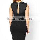 Black Curve Belted Midi Dress with Ruched Mesh Plus Size Nightclub Sexy Dress