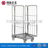 Foldable Storage Metal Wire Mesh Roll Container For Warehouse