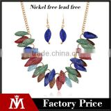 Wholesale factory direct women wedding jewelry set bohemia leaf charm necklace earrings
