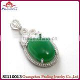 2014 fashion wholesale chrysoprase 925 silver pendant