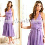 2013 Halter Short Chiffon Sash Bridesmaid Dresses ED1360 thumbnail-1