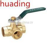Scientific Designed Forged Three Way Brass Ball Valve With Long Handle thumbnail-1