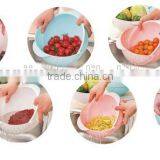 Wholesale Stock Vegetable&Fruit Draining And Storing 2 In 1 With Cover Kitchen Plastic Cleaning Baskets thumbnail-5