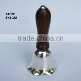 Wooden handle Brass Bell with silver plating